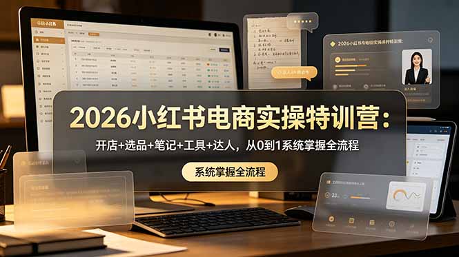 2026小红书电商实操特训营：开店+选品+笔记+工具+达人，从0到1系统掌握全流程_