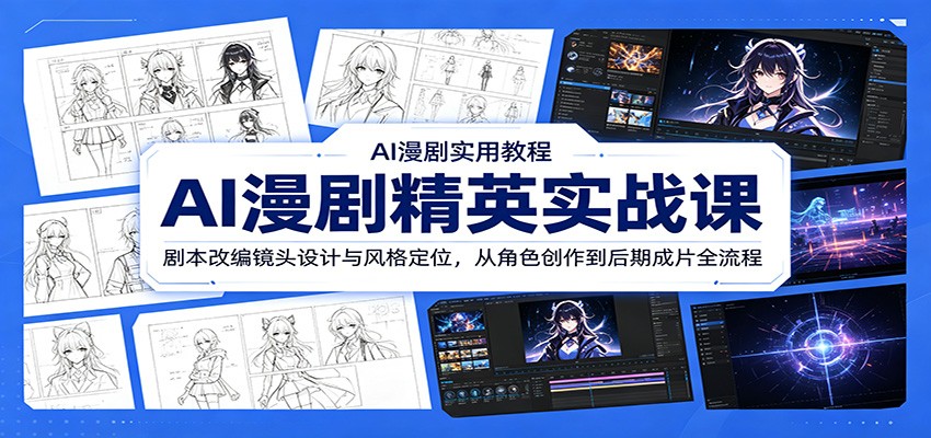AI漫剧精英实战课:剧本改编镜头设计与风格定位,从角色创作到后期成片全流程_