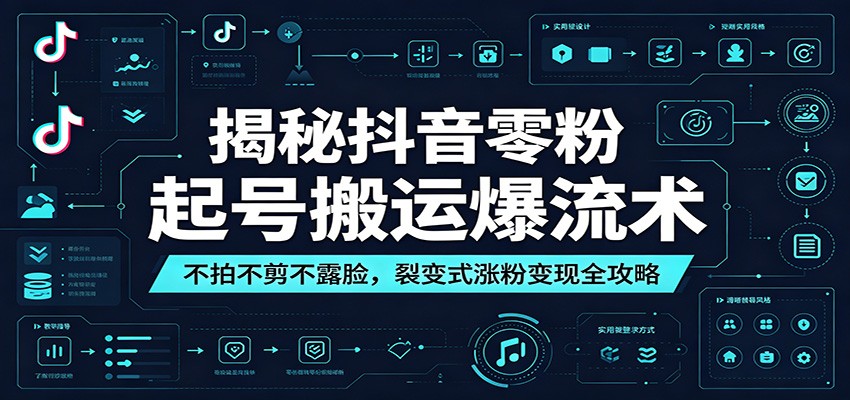 揭秘抖音零粉起号搬运爆流术:不拍不剪不露脸,裂变式涨粉变现全攻略_