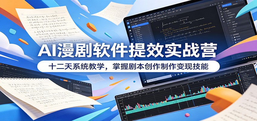 AI漫剧软件提效实战营:十二天系统教学,掌握剧本创作制作变现技能_