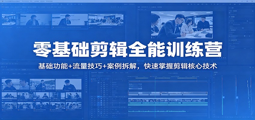 零基础剪辑全能训练营:基础功能+流量技巧+案例拆解,快速掌握剪辑核心技术_