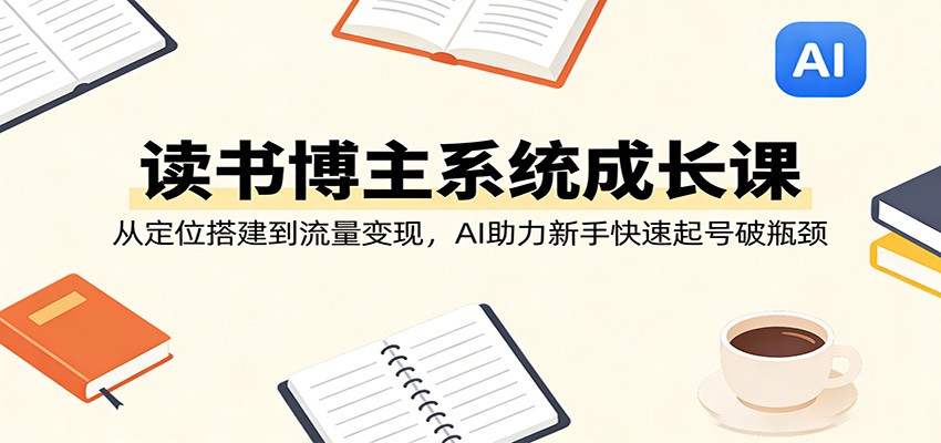 读书博主系统成长课:从定位搭建到流量变现,AI助力新手快速起号破瓶颈_