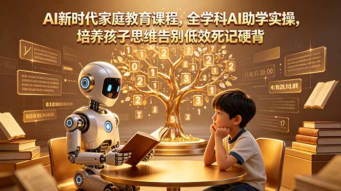 AI新时代家庭教育课程,全学科AI助学实操,培养孩子思维告别低效死记硬背_