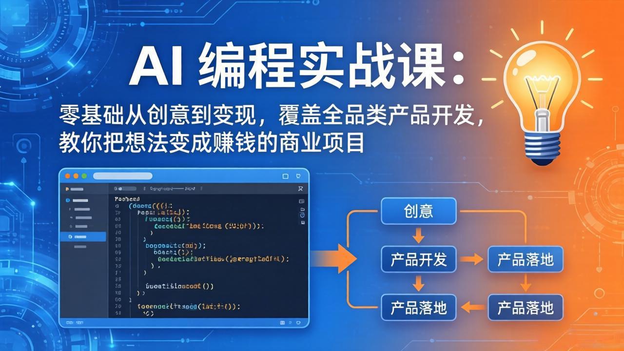 AI编程实战课-第三期-6月更新:零基础从创意到变现,覆盖全品类产品开发,把想法变成赚钱项目_