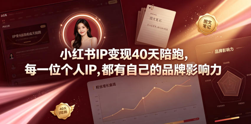 小红书IP变现40天陪跑，每一位个人IP，都有自己的品牌影响力_