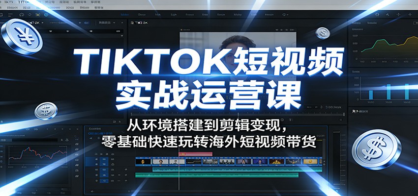 TIKTOK短视频实战运营课:从环境搭建到剪辑变现,零基础快速玩转海外短视频带货_