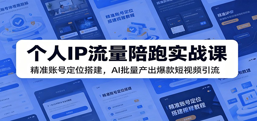 个人IP流量陪跑实战课:精准账号定位搭建,AI批量产出爆款短视频引流_