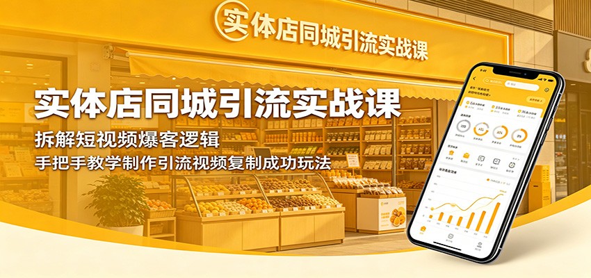 实体店同城引流实战课:拆解短视频爆客逻辑,手把手教学制作引流视频复制成功玩法_