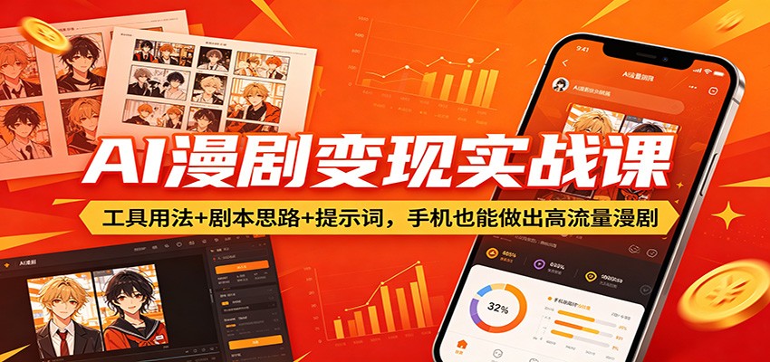 AI漫剧变现实战课:工具用法+剧本思路+提示词,手机也能做出高流量漫剧_