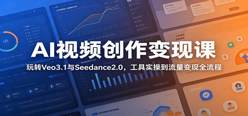AI视频创作变现课:玩转Veo3.1与Seedance2.0,工具实操到流量变现全流程_