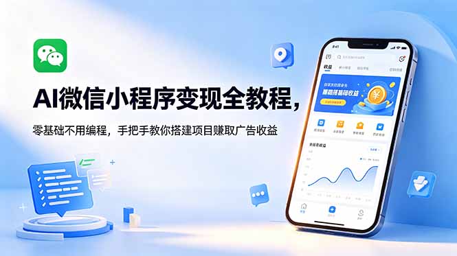 AI微信小程序变现全教程,零基础不用编程,手把手教你搭建项目赚取广告收益_