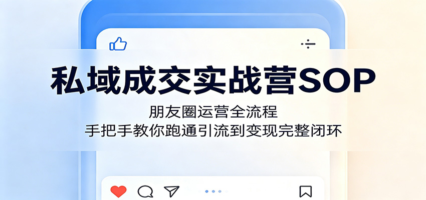 私域成交实战营SOP:朋友圈运营全流程,手把手教你跑通引流到变现完整闭环_