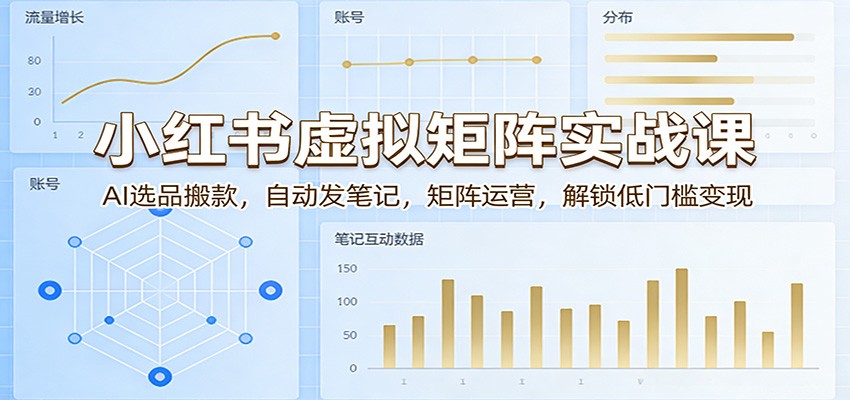 小红书虚拟矩阵实战课:AI选品搬款,自动发笔记,矩阵运营,解锁低门槛变现_