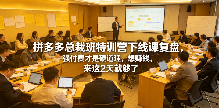 拼多多总裁班特训营下线课复盘,强付费才是硬道理,想賺钱,来这2天就够了_