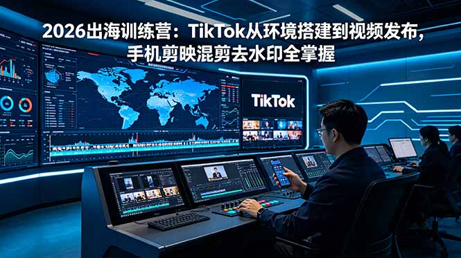 2026出海训练营:TikTok从环境搭建到视频发布,手机剪映混剪去水印全掌握_