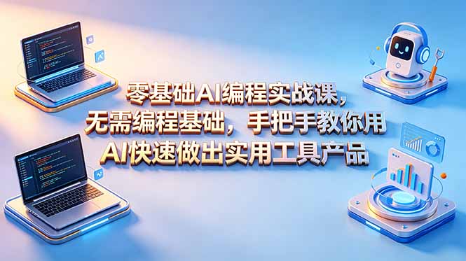 零基础AI编程实战课-更新,无需编程基础,手把手教你用AI快速做出实用工具产品_