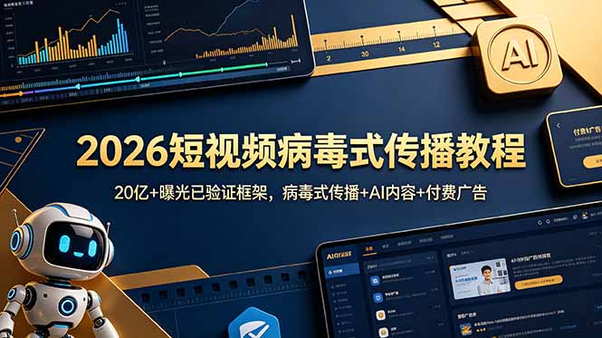 2026短视频病毒式传播教程:20亿+曝光已验证框架,病毒式传播+AI内容+付费广告_