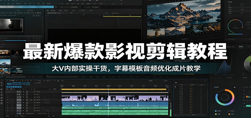 最新爆款影视剪辑教程：大V内部实操干货，字幕模板音频优化成片教学_