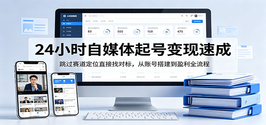 24小时自媒体起号变现速成,跳过赛道定位直接找对标,从账号搭建到盈利全流程_