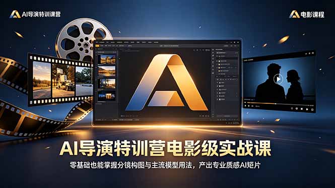 AI导演特训营电影级实战课,零基础也能掌握分镜构图与主流模型用法,产出专业质感AI短片_