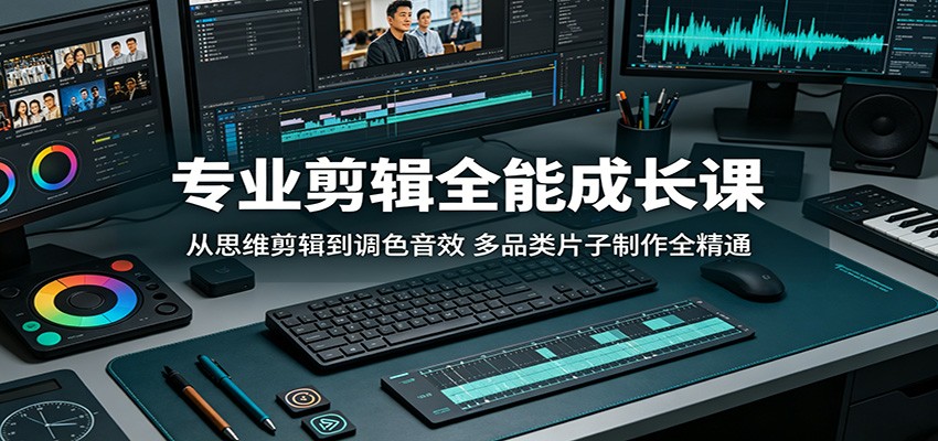 专业剪辑全能成长课:从思维剪辑到调色音效,多品类片子制作全精通_