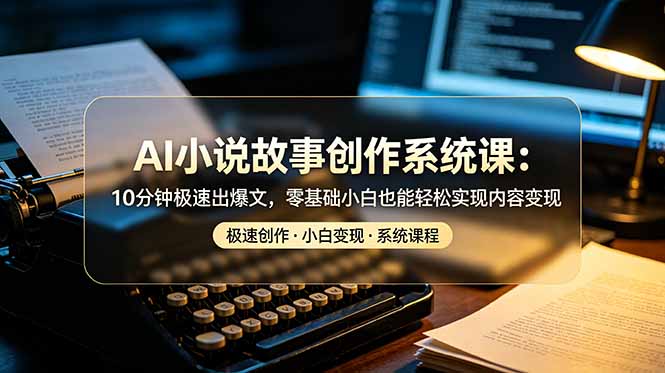 AI小说故事创作系统课：10分钟极速出爆文，零基础小白也能轻松实现内容变现_