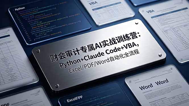 财会审计专属 AI实战训练营:Python+Claude Code+VBA,Excel/PDF/Word自动化全流程_