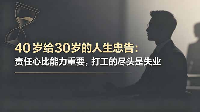 付费文章:40岁给30岁的人生忠告:责任心比能力重要,打工的尽头是失业_