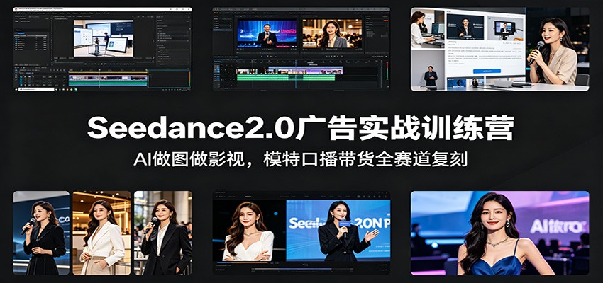 Seedance2.0广告实战训练营:AI做图做影视,模特口播带货全赛道复刻_