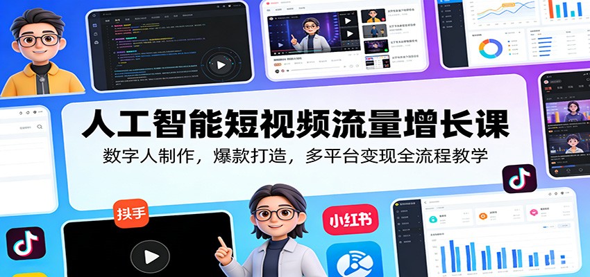 人工智能短视频流量增长课:数字人制作,爆款打造,多平台变现全流程教学_