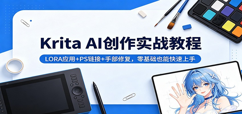 Krita AI创作实战教程:LORA应用+PS链接+手部修复,零基础也能快速上手_