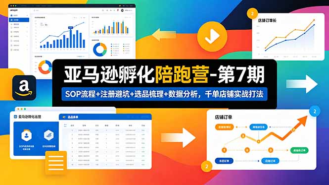 亚马逊孵化陪跑营-第7期:SOP流程+注册避坑+选品梳理+数据分析,千单店铺实战打法_