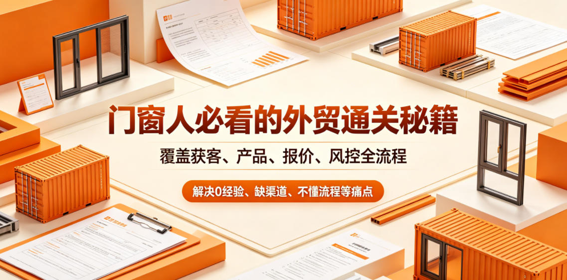 门窗人必看的外贸通关秘籍,块覆盖获客、产品、报价、风控全流程,解决0经验、缺渠道、不懂流程等痛点_