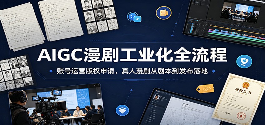 AIGC漫剧工业化全流程:账号运营版权申请,真人漫剧从剧本到发布落地_
