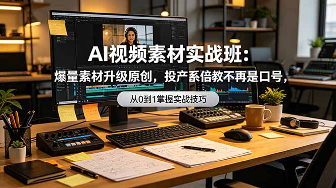 AI视频素材实战班:爆量素材升级原创,投产翻倍不再是口号,0-1系统教学实战落地_
