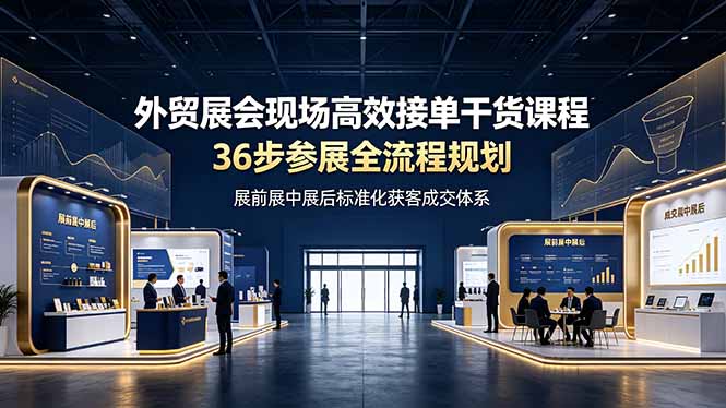 外贸展会现场高效接单干货课程,36步参展全流程规划,展前展中展后标准化获客成交体系_