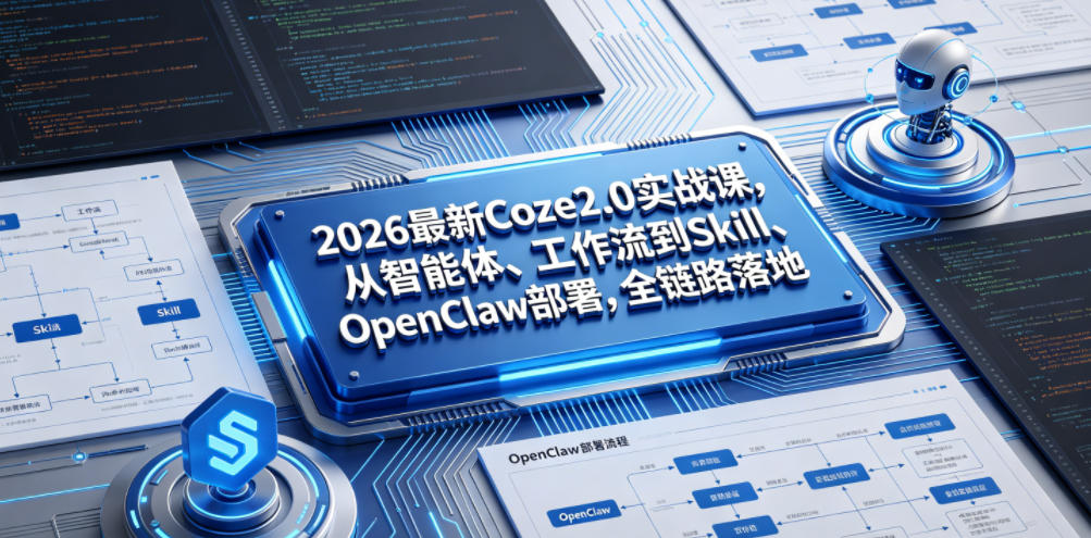 2026最新Coze2.0实战课,从智能体、工作流到Skill、OpenClaw部署,全链路落地_
