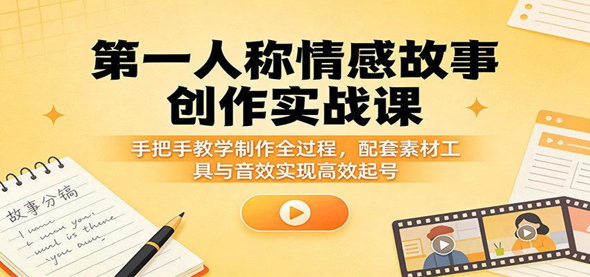 第一人称情感故事创作实战课:手把手教学制作全过程,配套素材工具与音效实现高效起号_