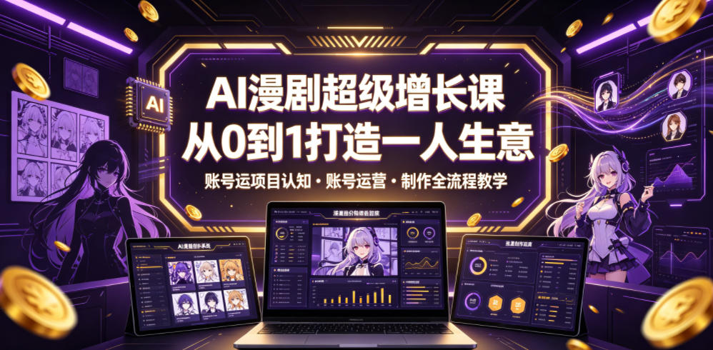 AI漫剧超级增长课,从0到1打造一人生意,项目认知・账号运营・制作全流程教学_