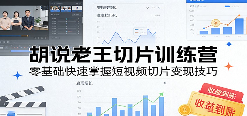 胡说老王切片训练营,零基础快速掌握短视频切片变现技巧_