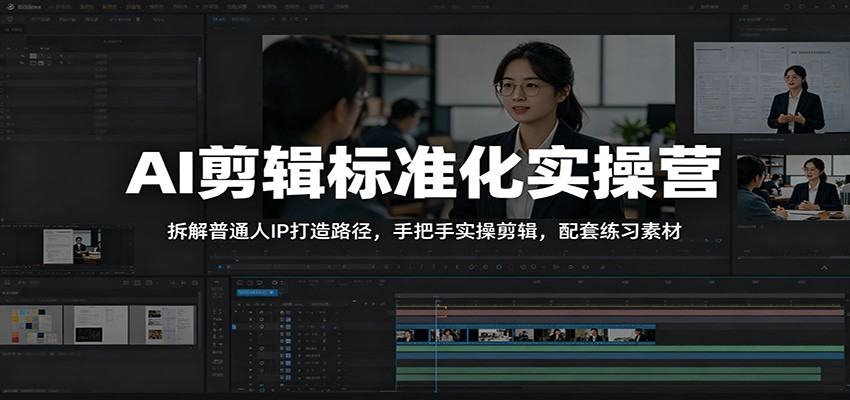 AI剪辑标准化实操营:拆解普通人IP打造路径,手把手实操剪辑,配套练习素材_