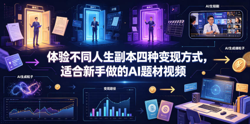 体验不同人生副本四种变现方式,适合新手做的AI题材视频_