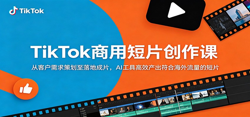 TikTok商用短片创作课:从客户需求策划至落地成片,AI工具高效产出符合海外流量的短片_