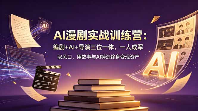 AI漫剧实战训练营：编剧+AI+导演三位一体，一人成军 驭风口，用故事与AI铸造终身变现资产_