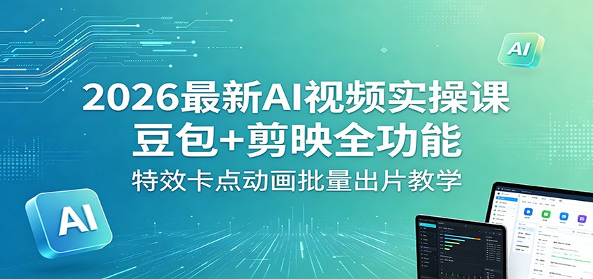2026最新AI视频实操课:豆包+剪映全功能,特效卡点动画批量出片教学_