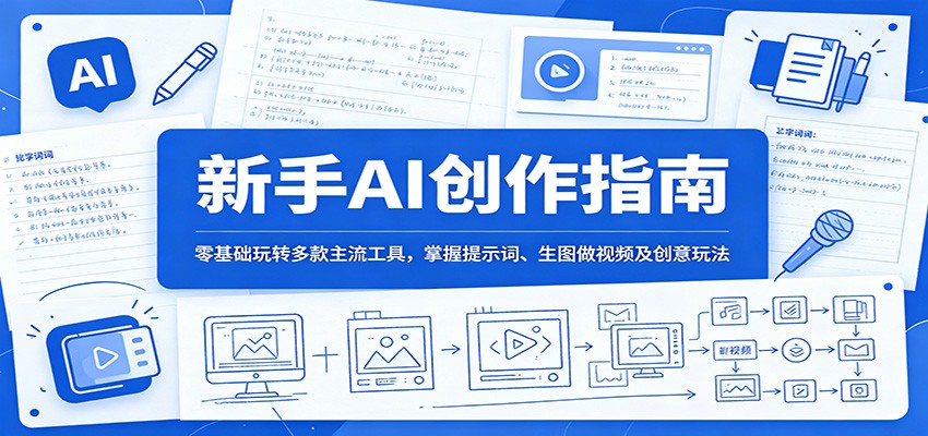 新手AI创作指南:零基础玩转多款主流工具,掌握提示词、生图做视频及创意玩法_
