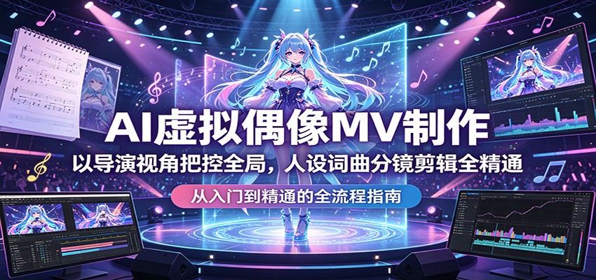 AI虚拟偶像MV制作:以导演视角把控全局,人设词曲分镜剪辑全精通_