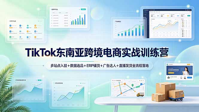 TikTok东南亚跨境电商实战训练营:多站点入驻+数据选品+ERP铺货+广告达人+直播发货全流程落地_