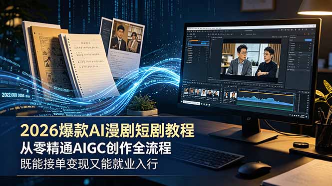 2026 爆款 AI 漫剧短剧教程 从零精通 AIGC 创作全流程 既能接单变现又能就业入行_