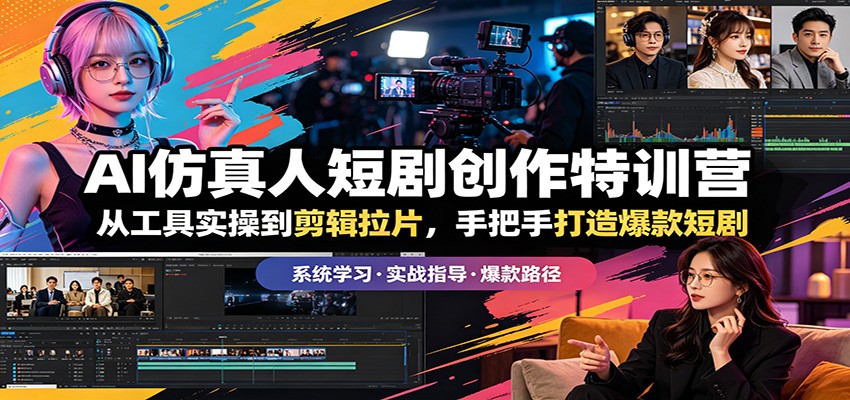 AI仿真人短剧创作特训营:从工具实操到剪辑拉片,手把手打造爆款短剧_